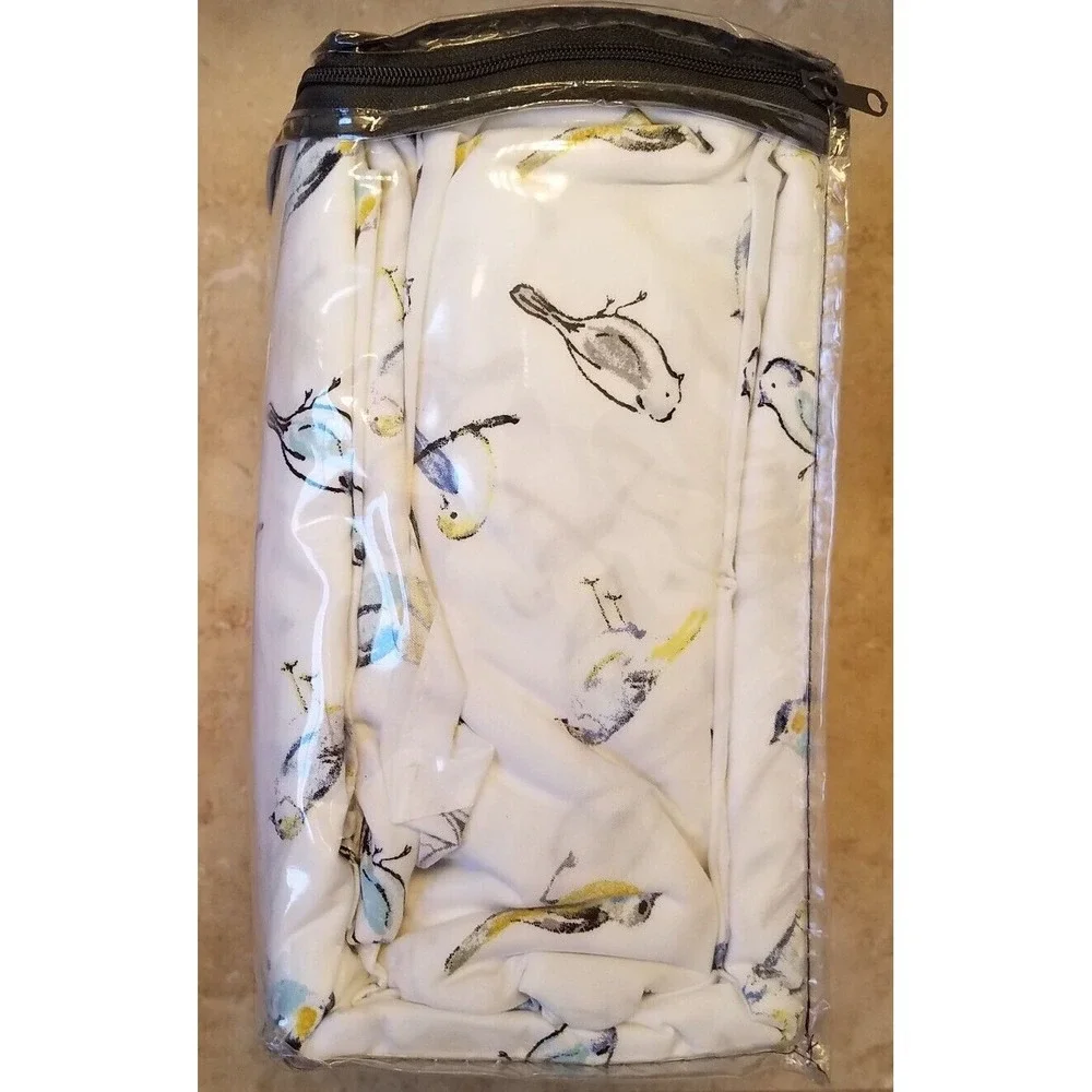 Real Living Timeless 4pc KING‎ Sheet Set Microfiber White Yellow Blue Birds NEW
